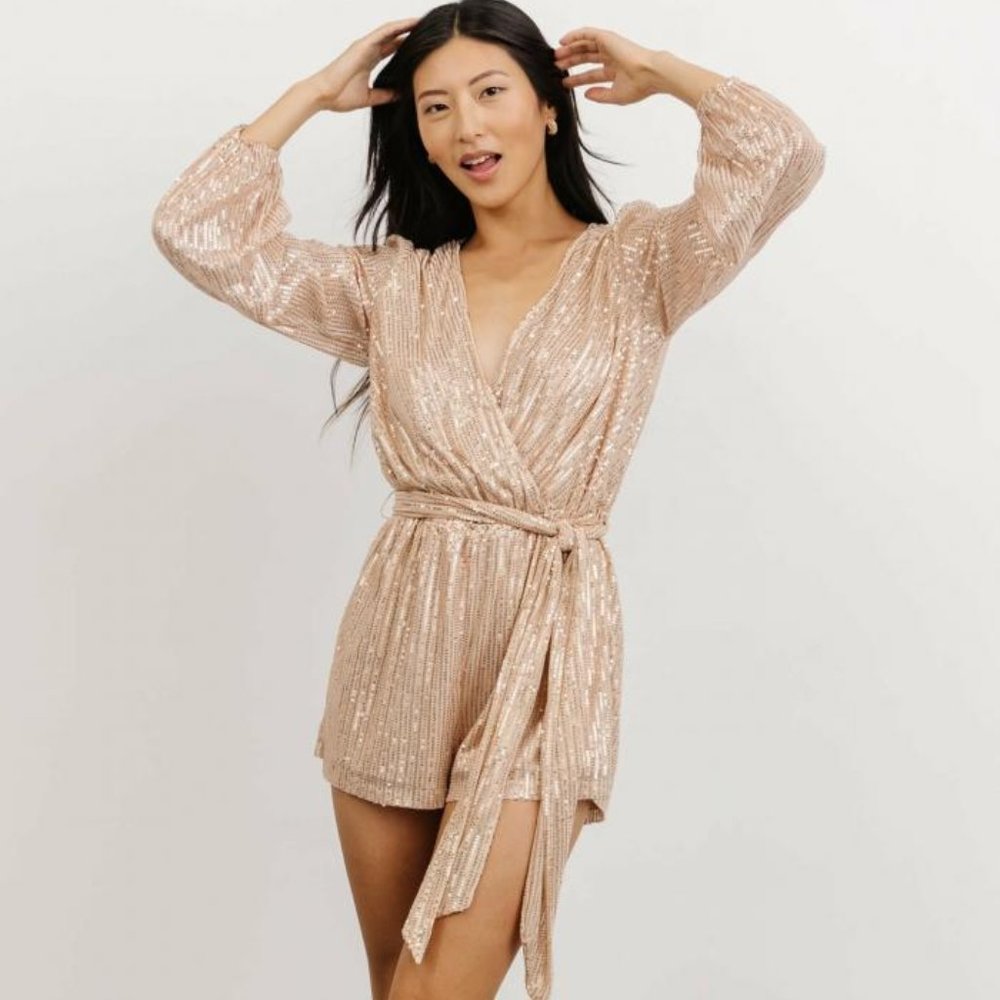 Carmina Champagne Sequin Romper